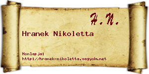 Hranek Nikoletta névjegykártya