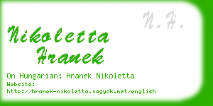 nikoletta hranek business card
